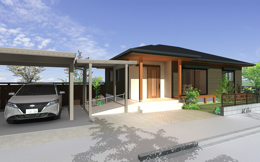 コンパクトながらもプライバシーを確保した家