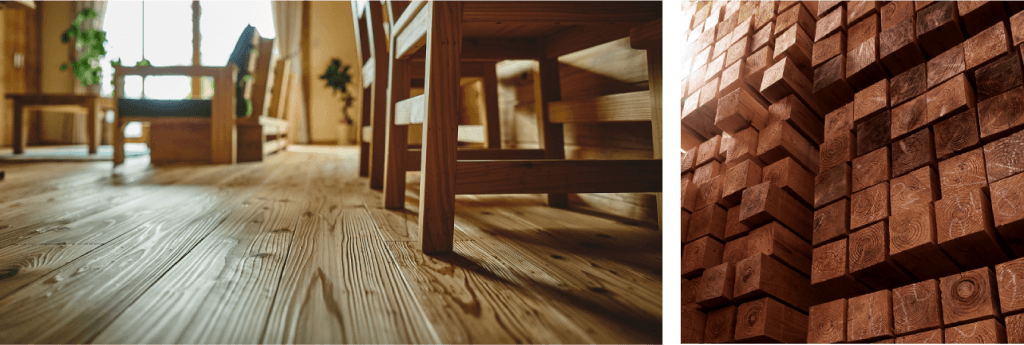 ”うづくり”加工を施した無垢フローリング。
