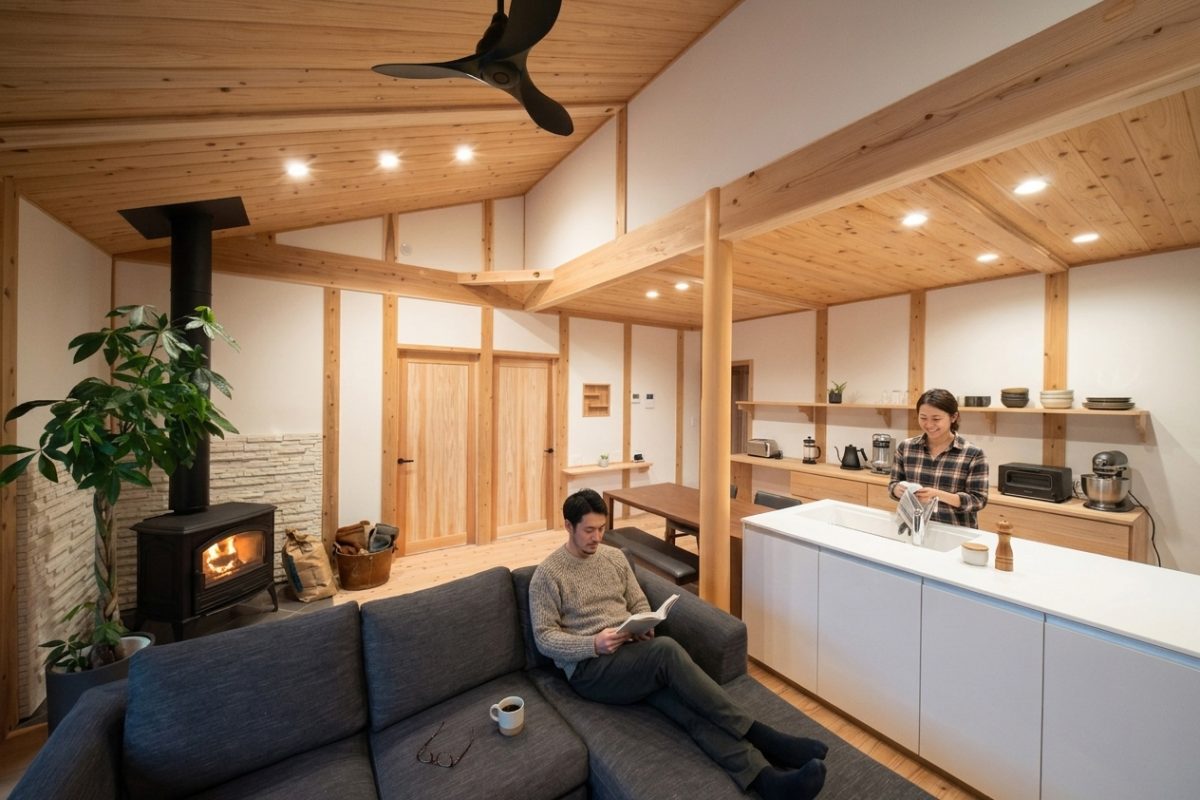 受け継いだ心地よさを、これからも。薪ストーブのある木の平屋